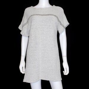 Billy Reid Tunic Top Women's XS Oversized Long Cotton Raw Stitch Short Sleeve